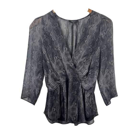 ARITZIA Babaton Top Women XS Alexander Snake Print Silk Blouse Modest Babydoll - Picture 1 of 7